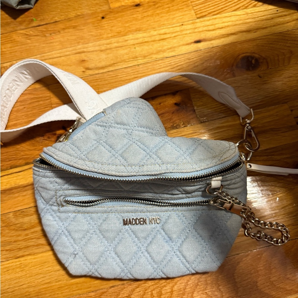 Madden NYC Blue Quilted Denim Crossbody